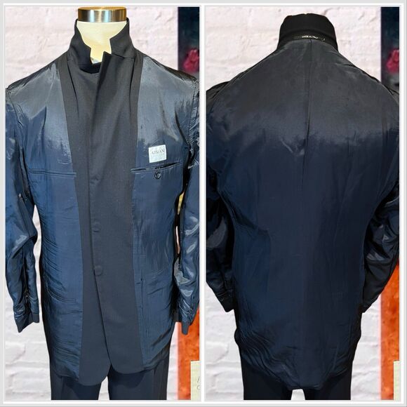 Armani Collezioni 44L 36x30 Navy Blue Designer 2 Piece Suit Jacket Pants Set - Picture 7 of 16